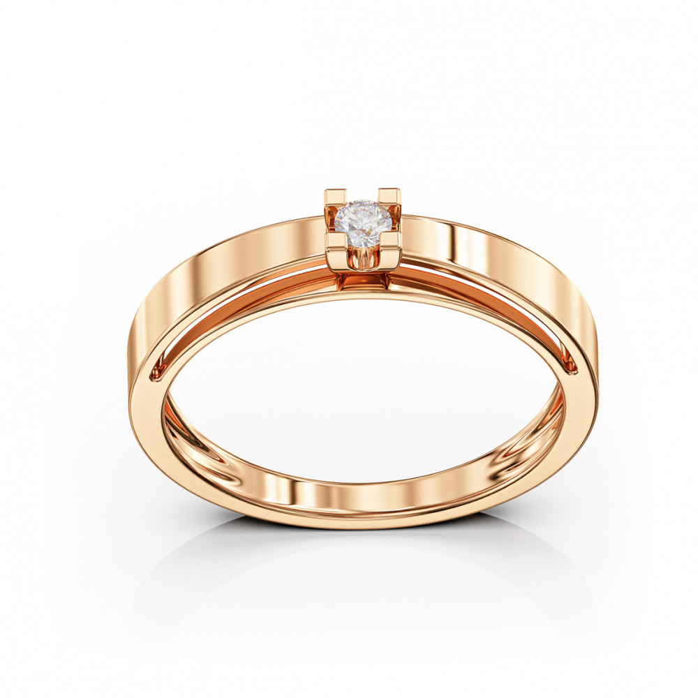 Золотое кольцо с бриллиантом. Артикул 750681  размер 17 - Фото 2