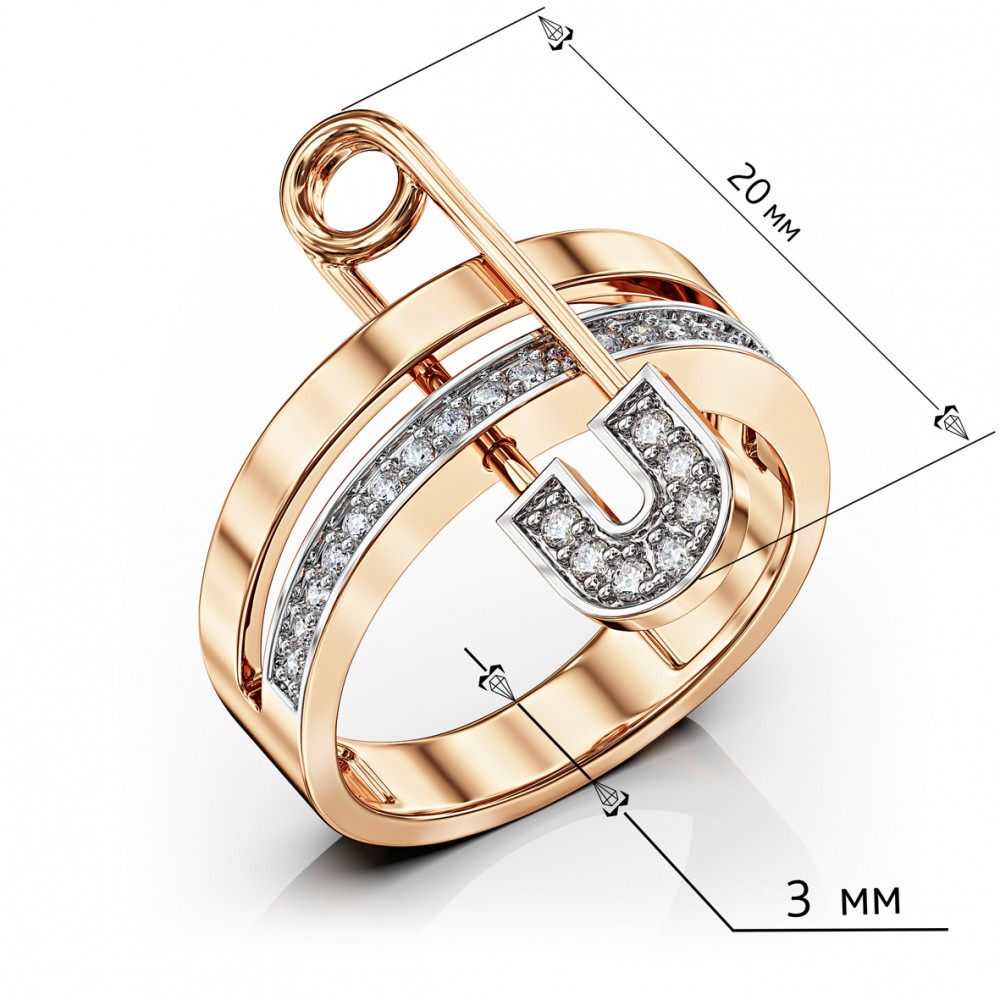 Золотое кольцо с фианитами. Артикул 380653  размер 17.5 - Фото 3