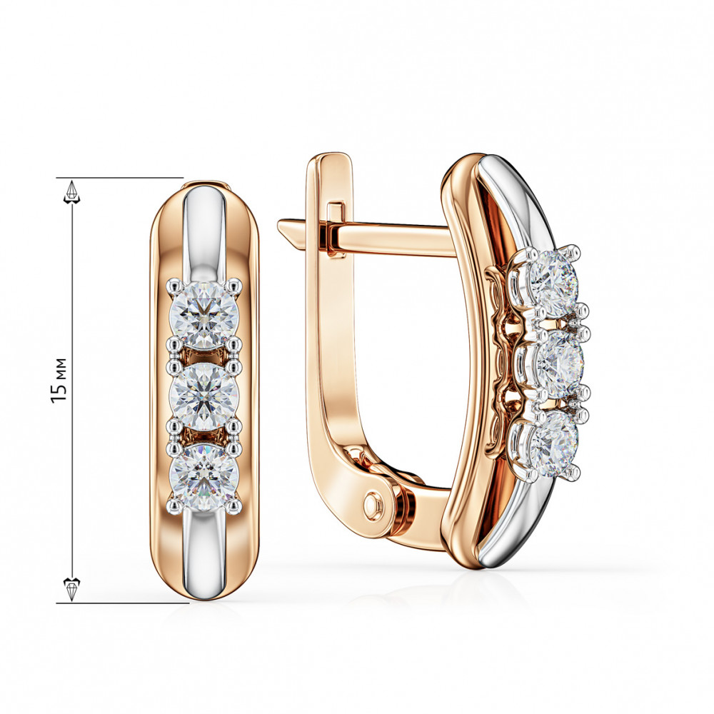 Gold earrings with diamonds. Article 770360  - Photo 2
