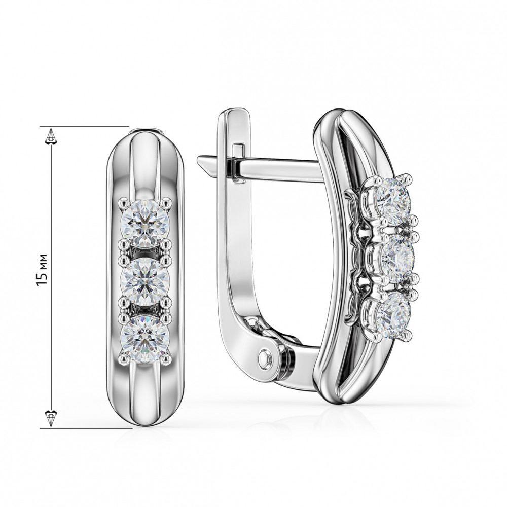 Gold earrings with diamonds. Article 770360В  - Photo 2