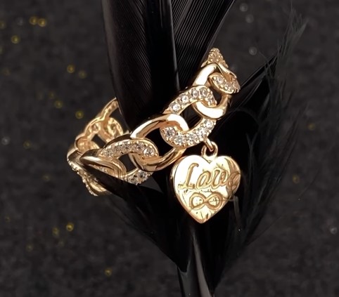 Золотое кольцо с фианитами. Артикул 380617  размер 16.5 - Фото 3