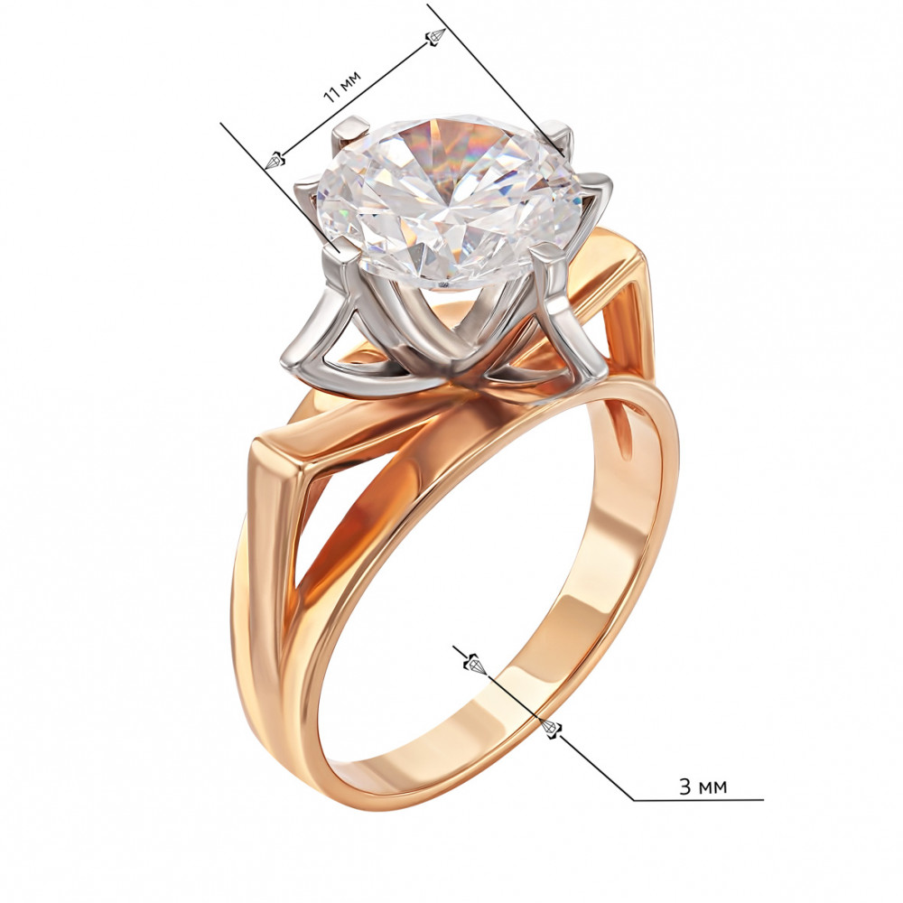 Золотое кольцо с фианитом. Артикул 330755  размер 18.5 - Фото 2