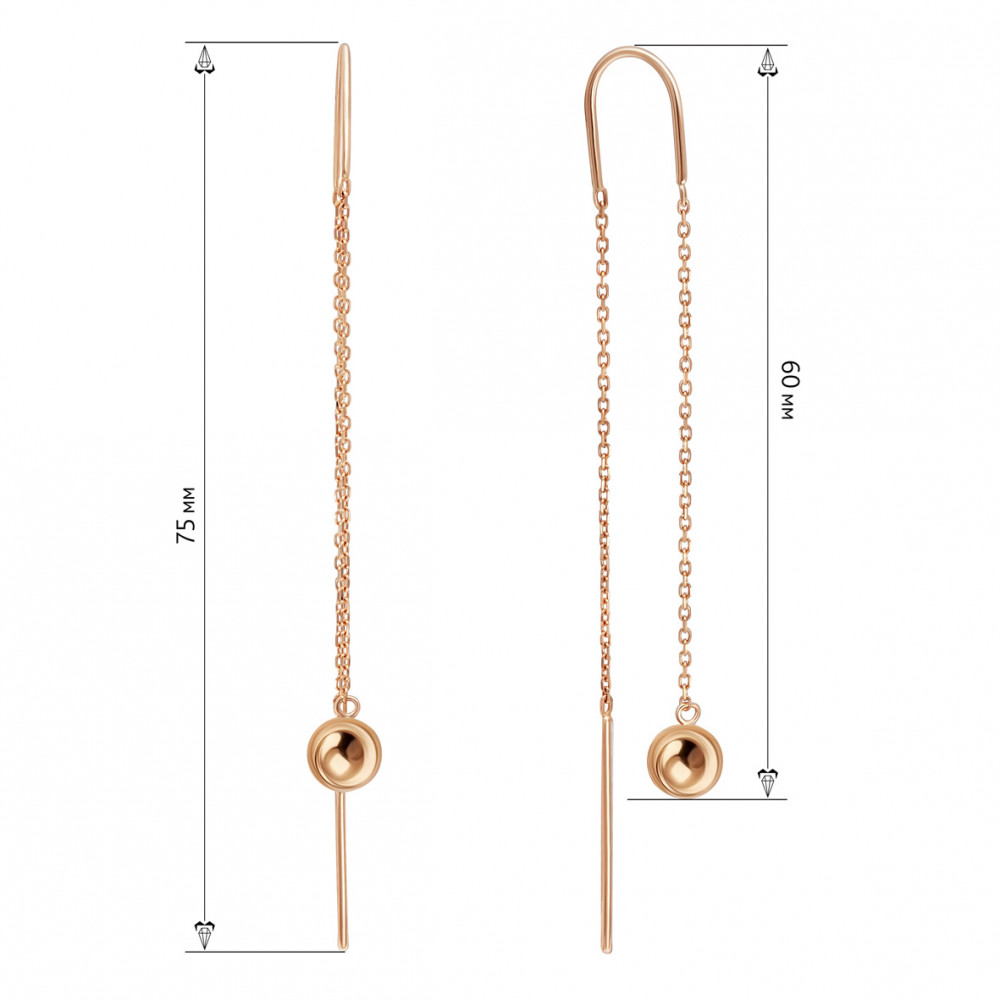 Золотые серьги-протяжки. Артикул 580056  - Фото 2