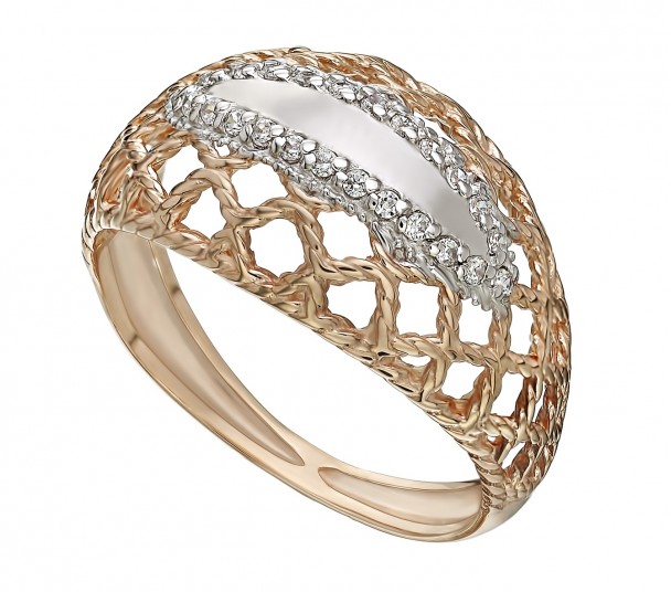 Золотое кольцо с фианитами. Артикул 380120  размер 17.5 - Фото 1