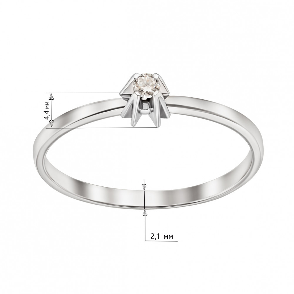 Золотое кольцо с бриллиантом. Артикул 750689В  размер 16 - Фото 2