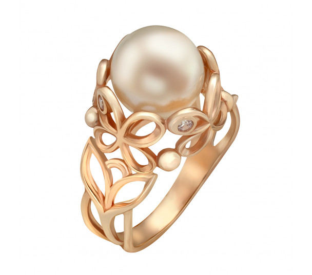 Золотое кольцо с жемчугом. Артикул 380203 - Фото  1