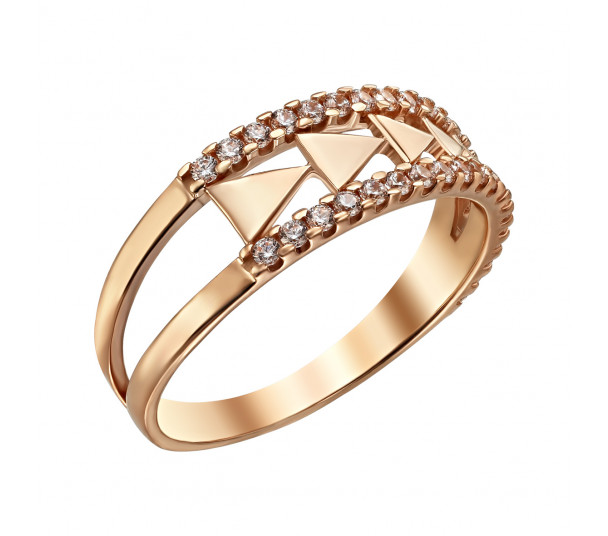 Золотое кольцо с агатом и фианитами. Артикул 369623 - Фото  1