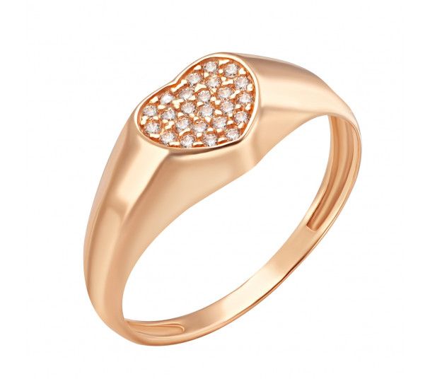 Золотое кольцо с фианитами и эмалью. Артикул 330914Е - Фото  1