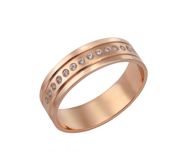 Золотое кольцо с фианитами. Артикул 380608 - Фото  1