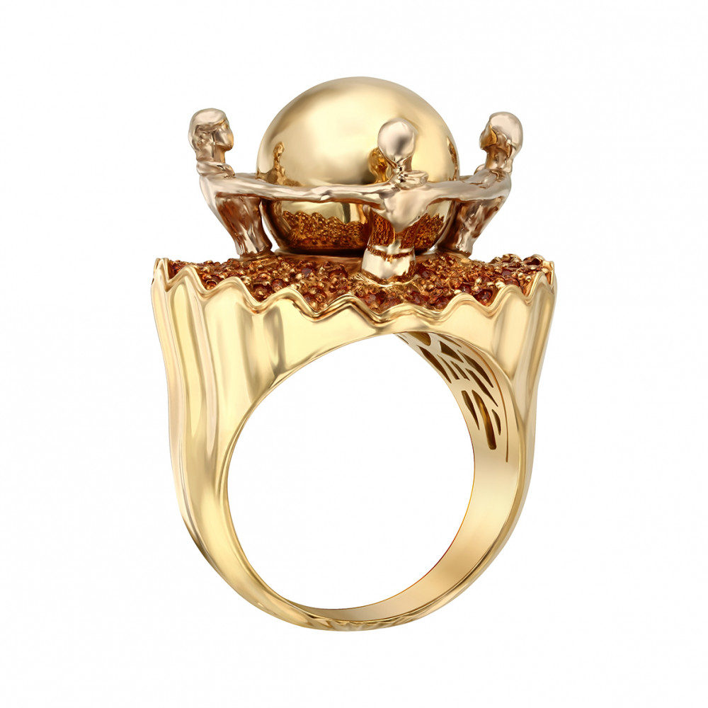 Золотое кольцо с изумрудами и фианитами. Артикул 362497М  размер 17 - Фото 2
