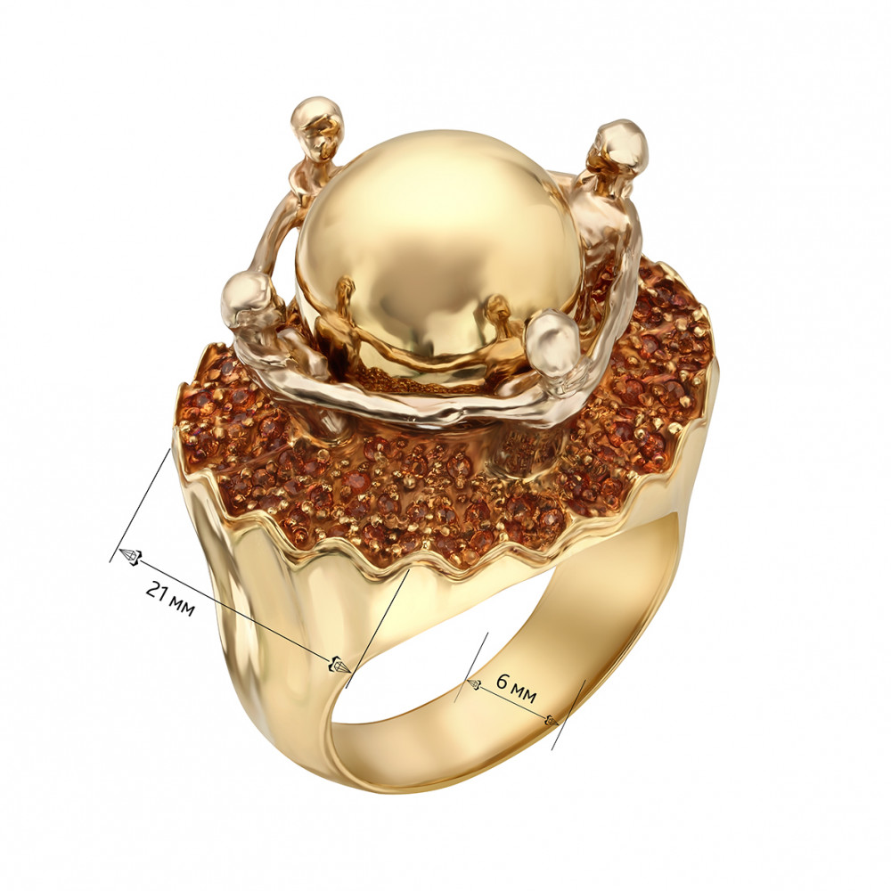 Золотое кольцо с изумрудами и фианитами. Артикул 362497М  размер 17 - Фото 3