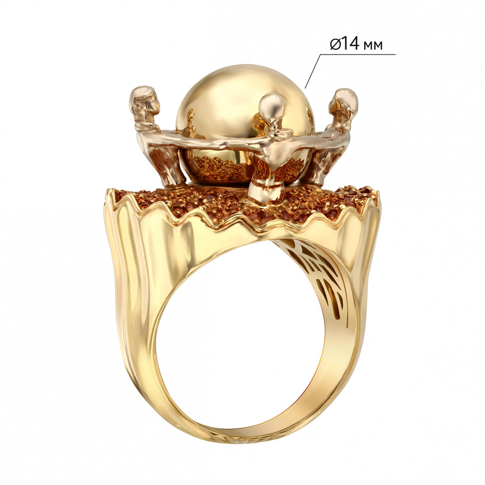 Золотое кольцо с изумрудами и фианитами. Артикул 362497М  размер 17 - Фото 4