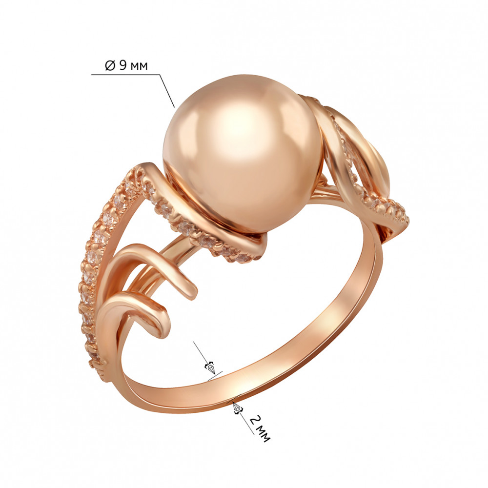 Золотое кольцо с фианитами. Артикул 350086  размер 16.5 - Фото 3