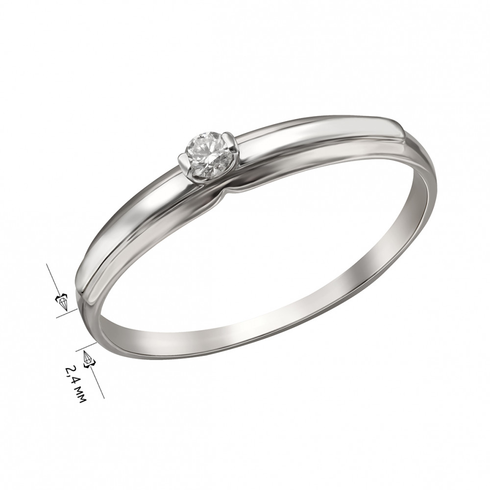 Золотое кольцо с бриллиантом. Артикул 750682В  размер 16.5 - Фото 2