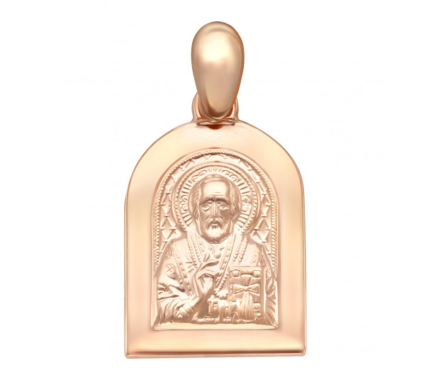 Золотая ладанка Святой Николай Чудотворец. Артикул 110229  - Фото 1