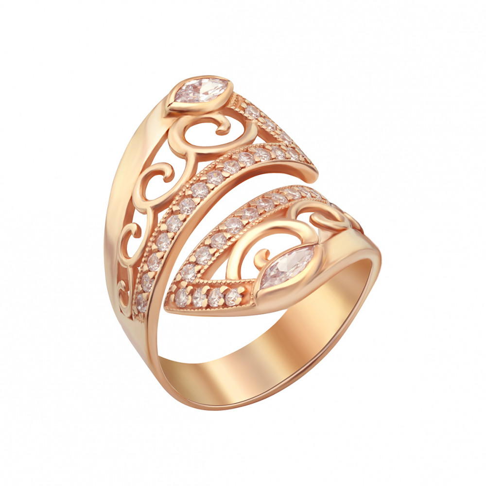 Золотое кольцо с фианитами. Артикул 380061  размер 17 - Фото 2