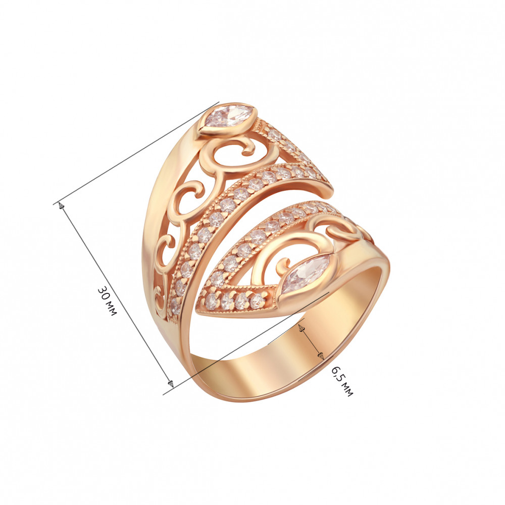 Золотое кольцо с фианитами. Артикул 380061  размер 17 - Фото 3