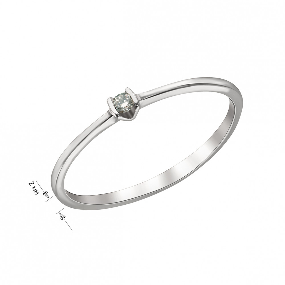 Золотое кольцо с бриллиантом. Артикул 740372В  размер 16 - Фото 2
