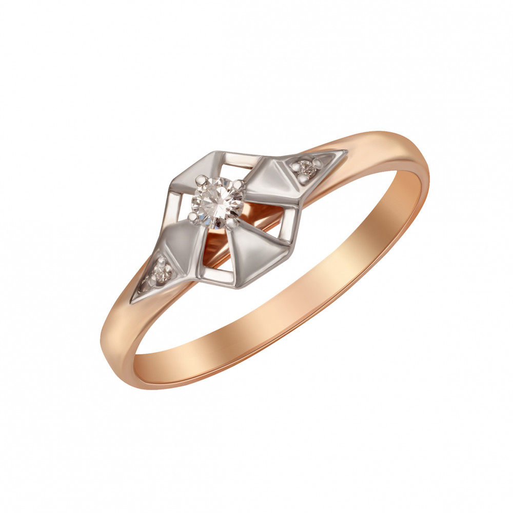 Золотое кольцо c бриллиантами. Артикул 750742  размер 18 - Фото 3