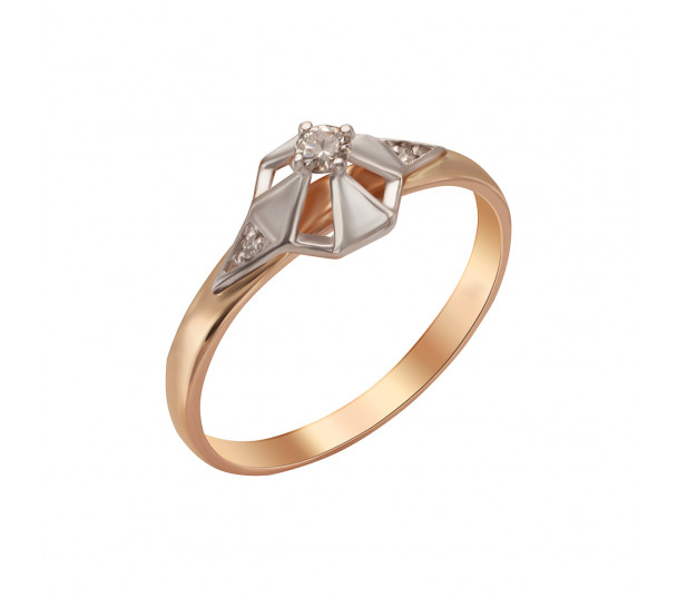 Золотое кольцо c бриллиантом. Артикул 750636 - Фото  1
