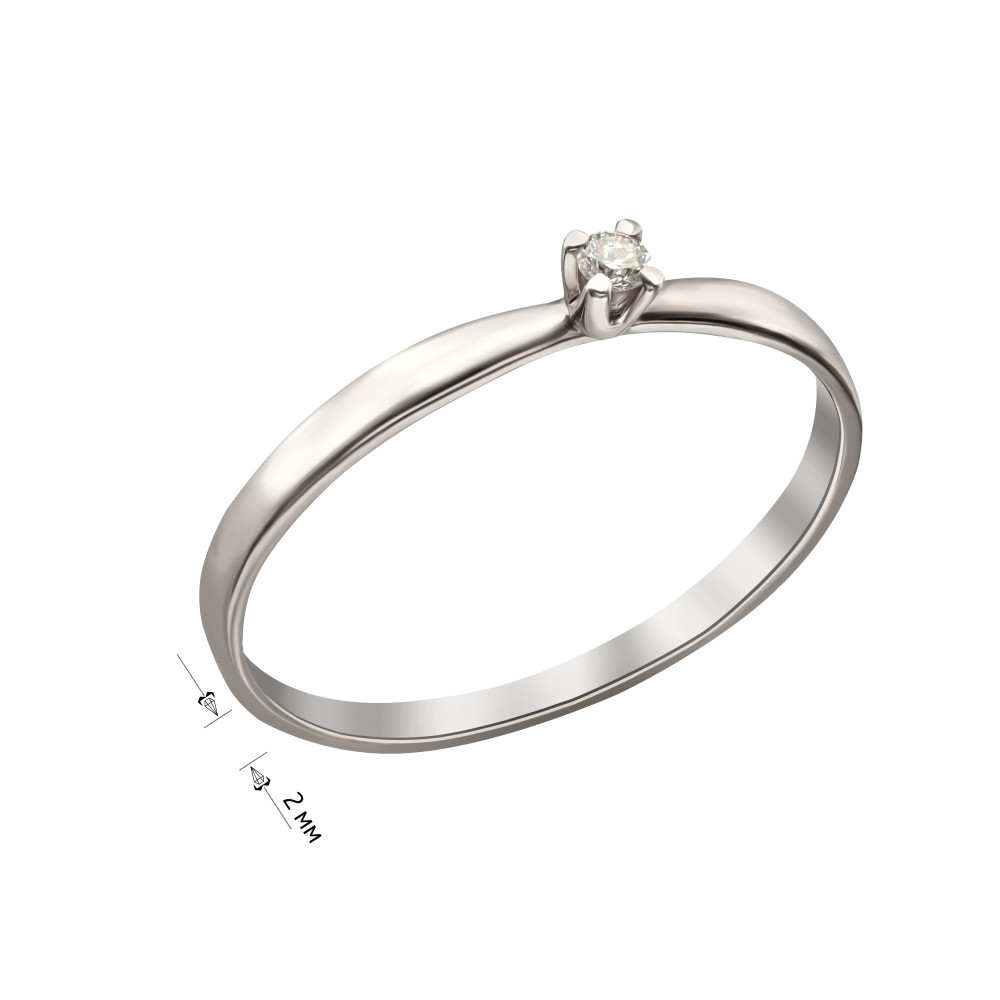 Золотое кольцо с бриллиантом. Артикул 740387В  размер 15 - Фото 2