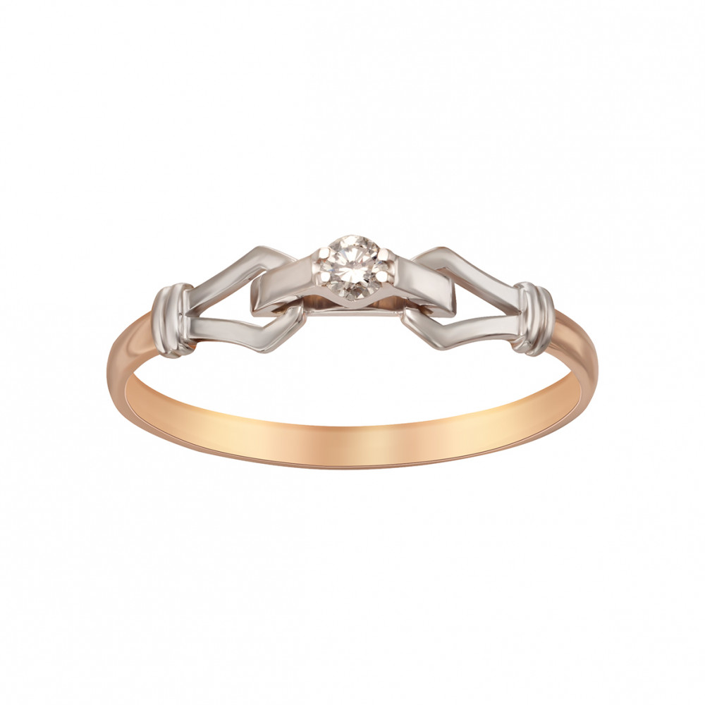 Золотое кольцо с бриллиантом. Артикул 750743  размер 17 - Фото 2