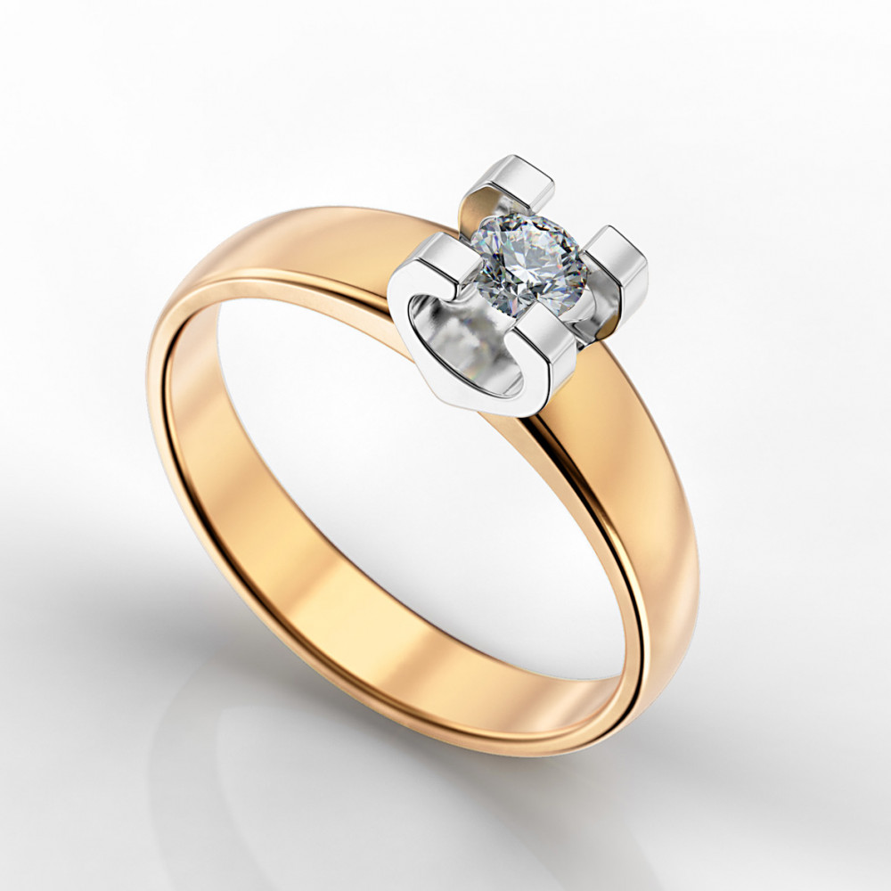 Золотое кольцо с бриллиантом. Артикул 750757  размер 16 - Фото 3