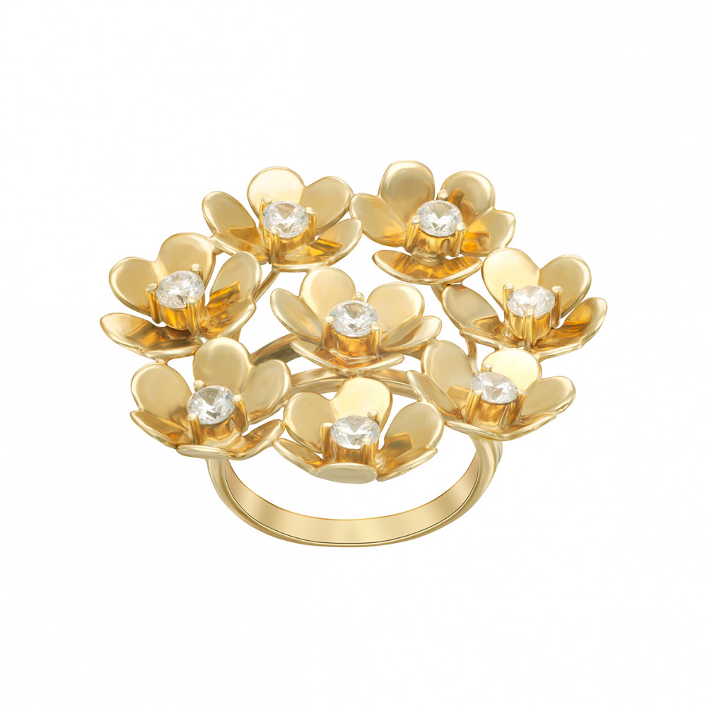 Золотое кольцо с фианитами. Артикул 330791М  размер 17.5 - Фото 2