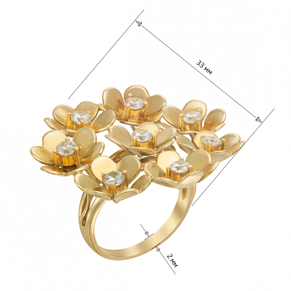 Золотое кольцо с фианитами. Артикул 330791М  размер 16.5 - Фото 3