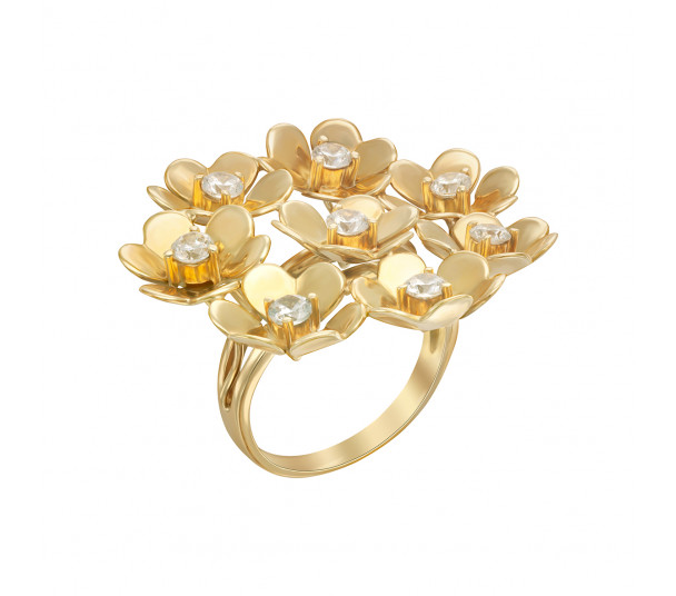 Золотое кольцо с фианитами. Артикул 330791М  размер 17.5 - Фото 1