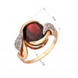 Золотое кольцо с гранатом и фианитами. Артикул 374051  размер 17 - Фото 3