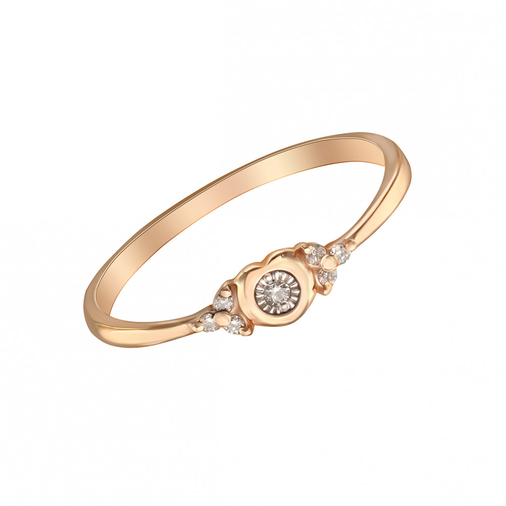 Золотое кольцо c бриллиантами. Артикул 750678  размер 15.5 - Фото 2
