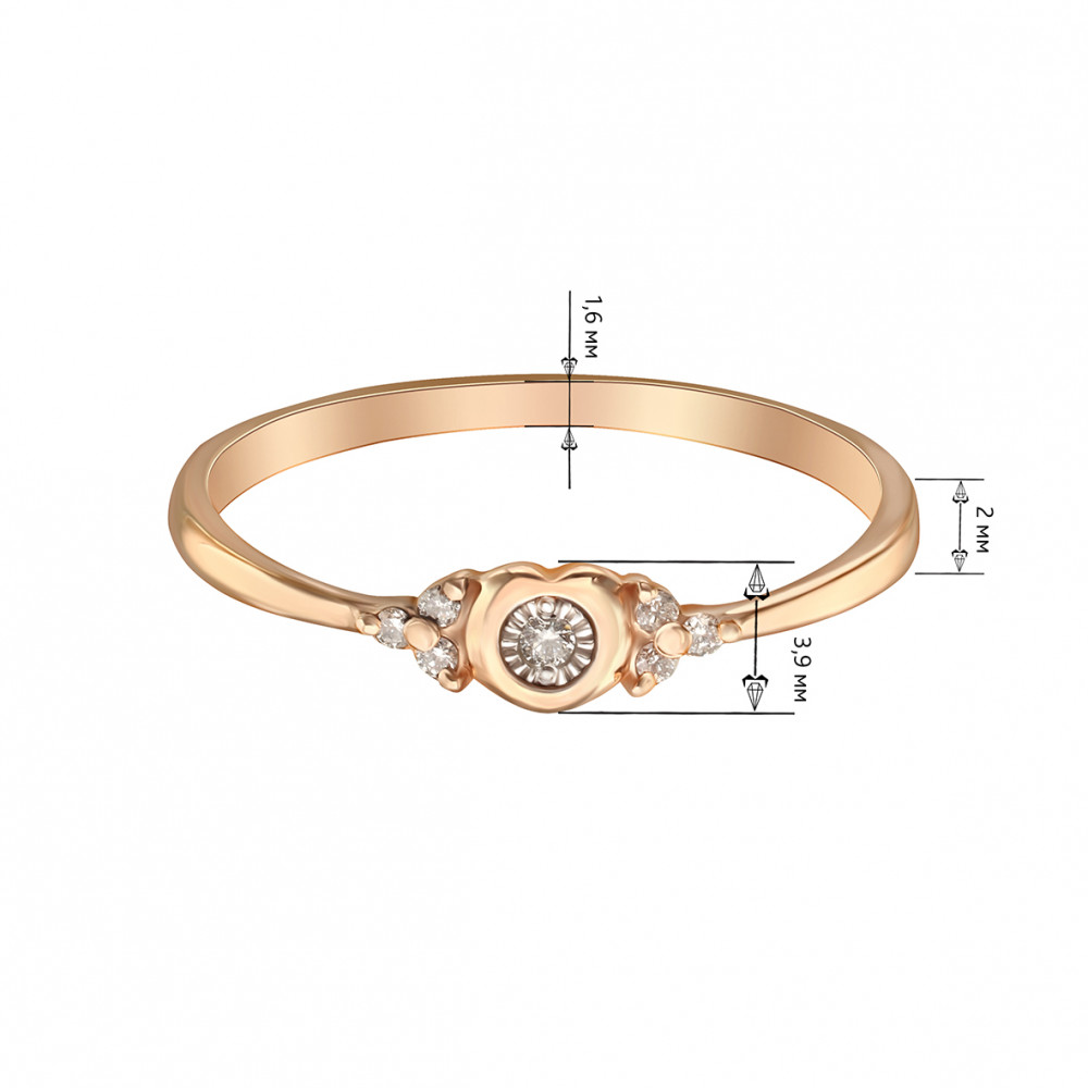 Золотое кольцо c бриллиантами. Артикул 750678  размер 15.5 - Фото 3