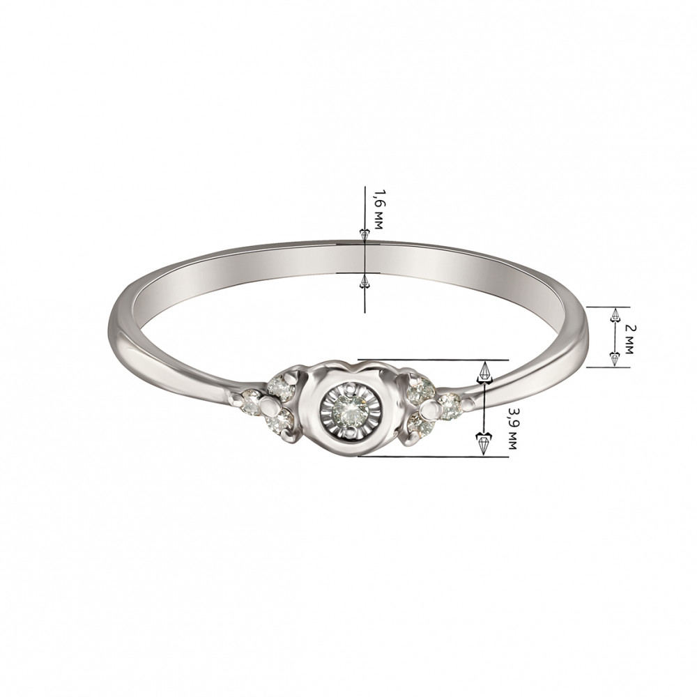 Золотое кольцо c бриллиантами. Артикул 750678В  размер 16 - Фото 3