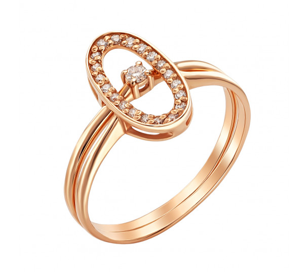 Золотое кольцо с бриллиантом. Артикул 750648 - Фото  1