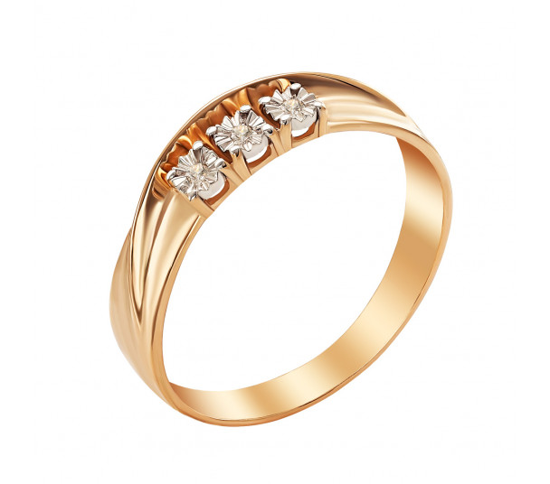 Золотое кольцо с бриллиантом. Артикул 750676 - Фото  1