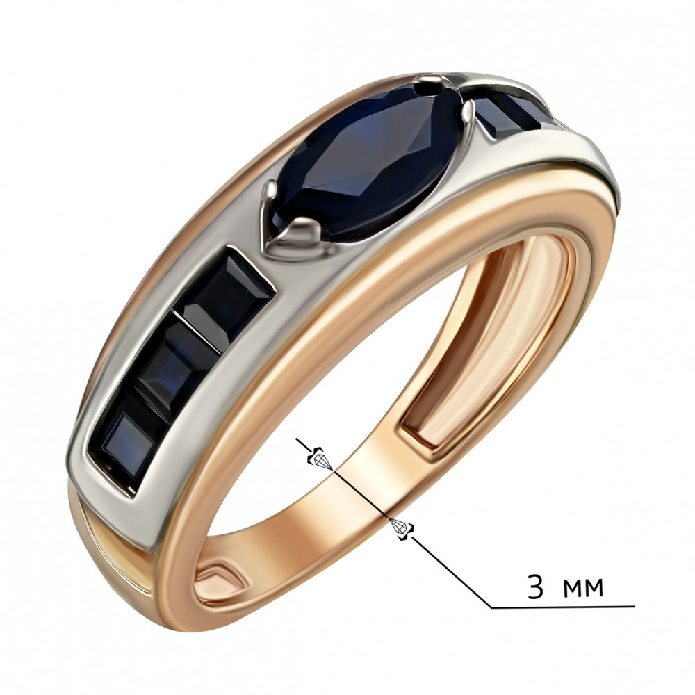 Золотое кольцо с сапфирами. Артикул 372735  размер 16 - Фото 2