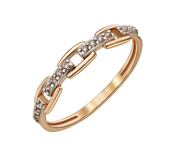 Золотое кольцо с фианитом. Артикул 380140 - Фото  1