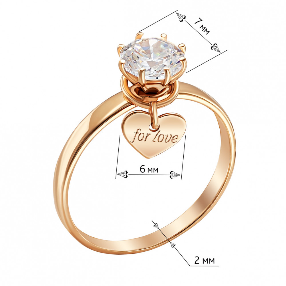 Gold ring with cubic zirkonia. Article 380671  size 16.5 - Photo 3