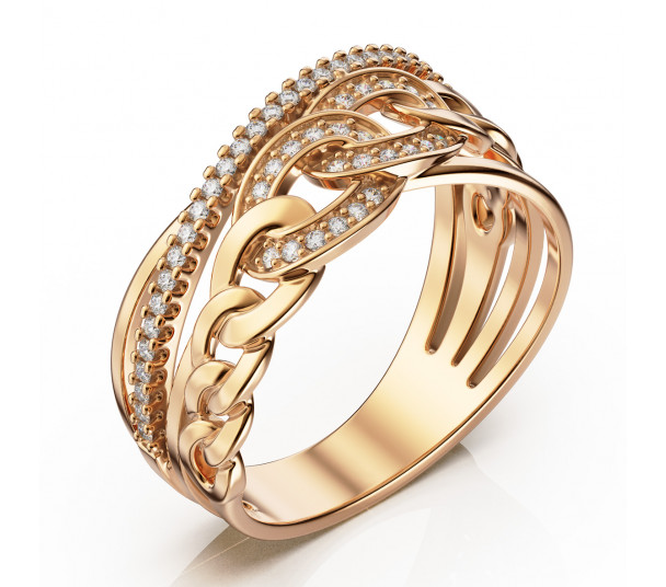 Золотое кольцо с топазом и фианитами. Артикул 361518 - Фото  1