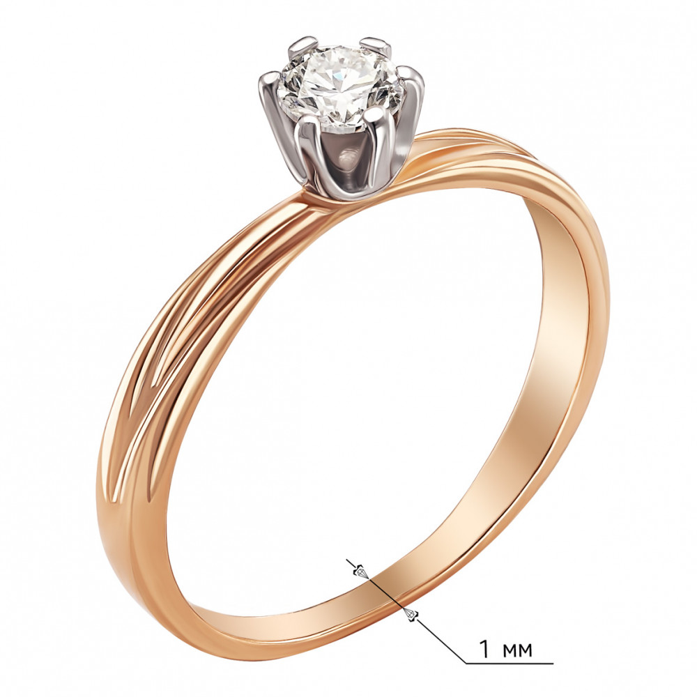 Золотое кольцо с фианитом. Артикул 330194  размер 18 - Фото 3