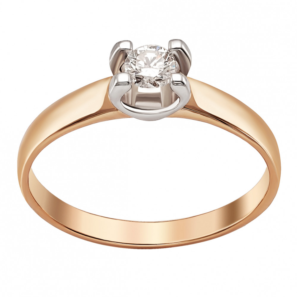 Золотое кольцо с бриллиантом. Артикул 750730  размер 17.5 - Фото 2