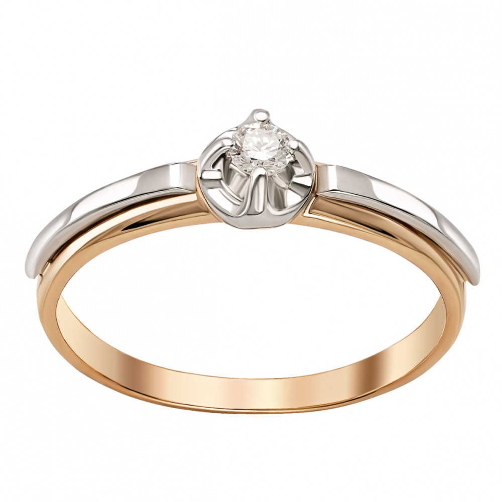 Золотое кольцо с бриллиантом. Артикул 750766  размер 18.5 - Фото 2