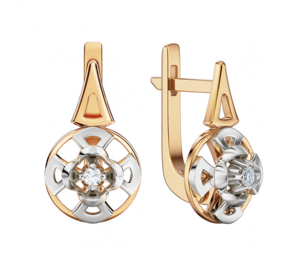 Золоті сережки з діамантами і смарагдами. Артикул 772022 - Фото  1