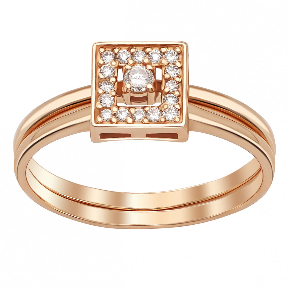 Золотое кольцо c бриллиантами. Артикул 740397  размер 15.5 - Фото 2
