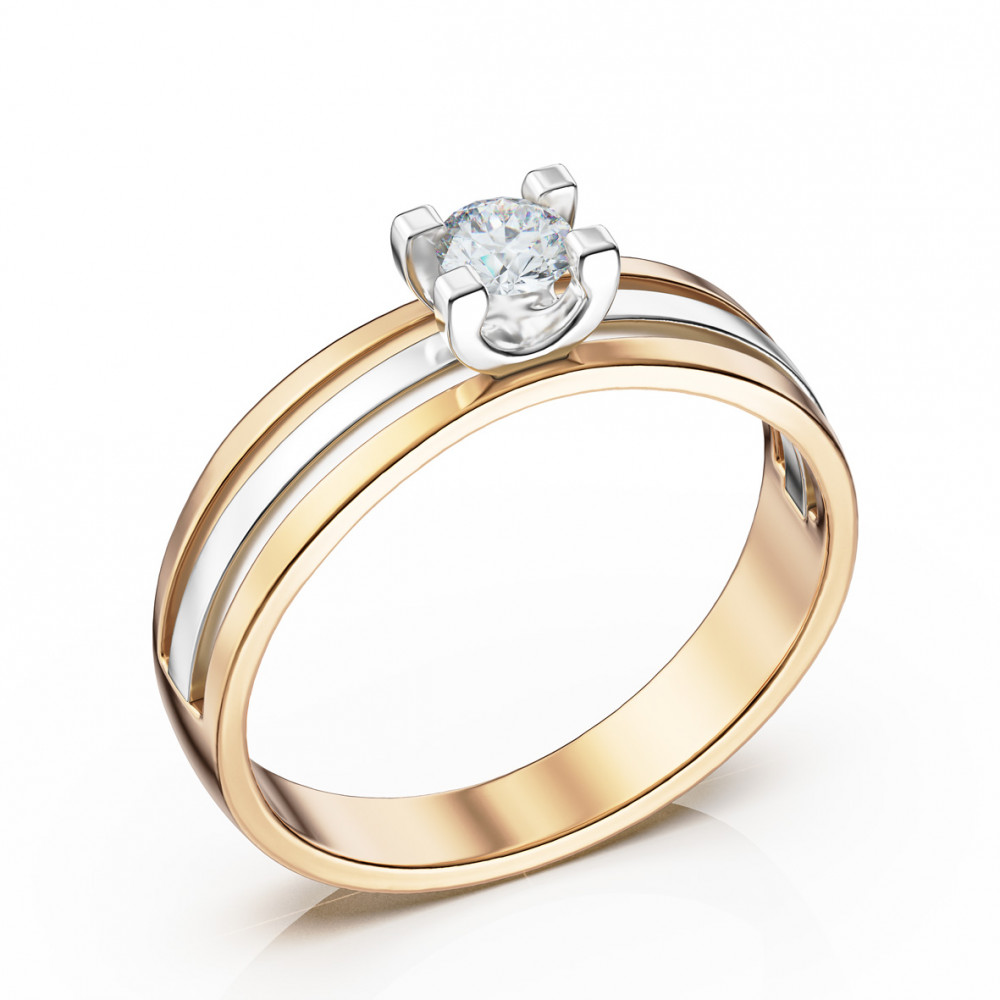 Золотое кольцо с бриллиантом. Артикул 750694  размер 17.5 - Фото 2
