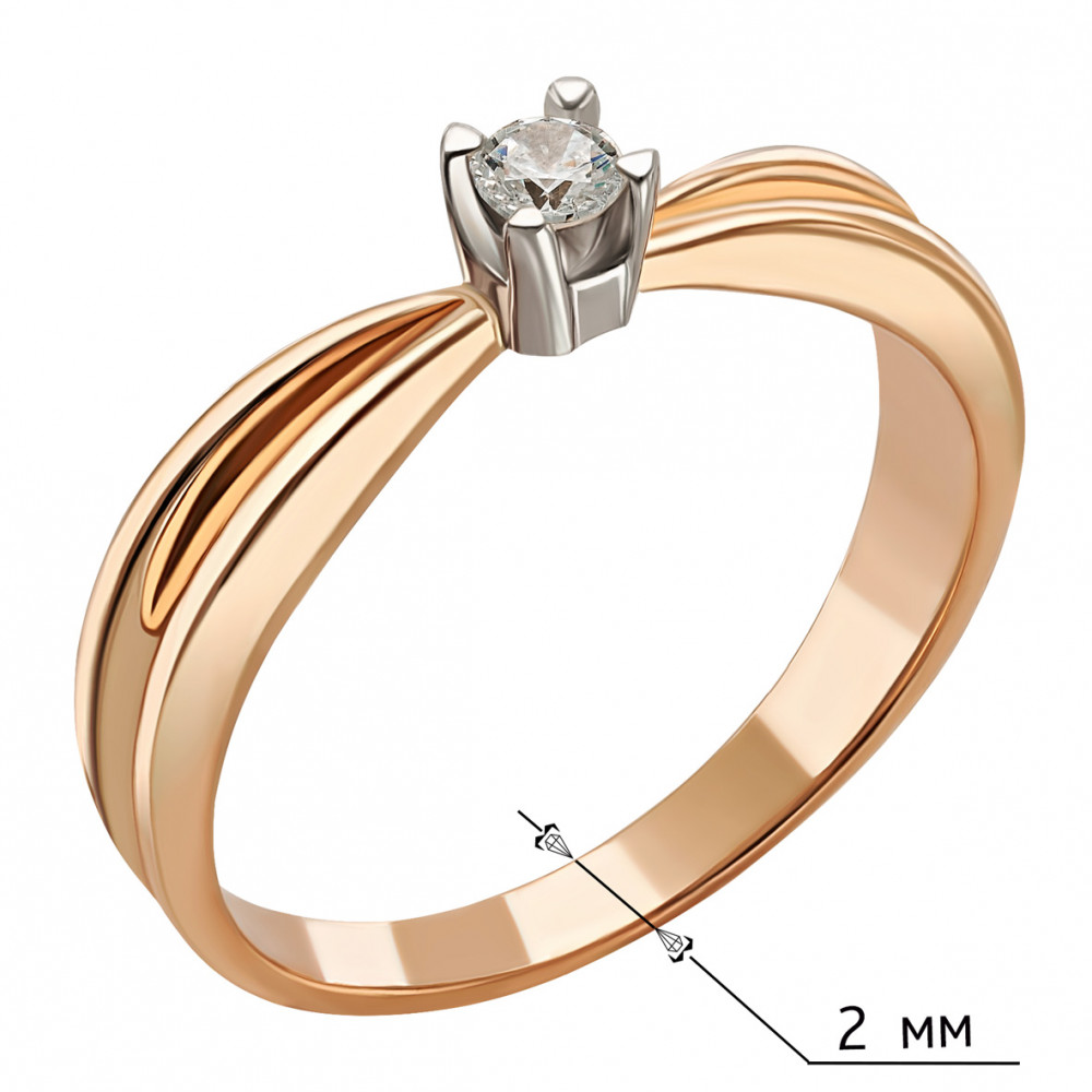 Золотое кольцо с бриллиантом. Артикул 750772  размер 16 - Фото 3