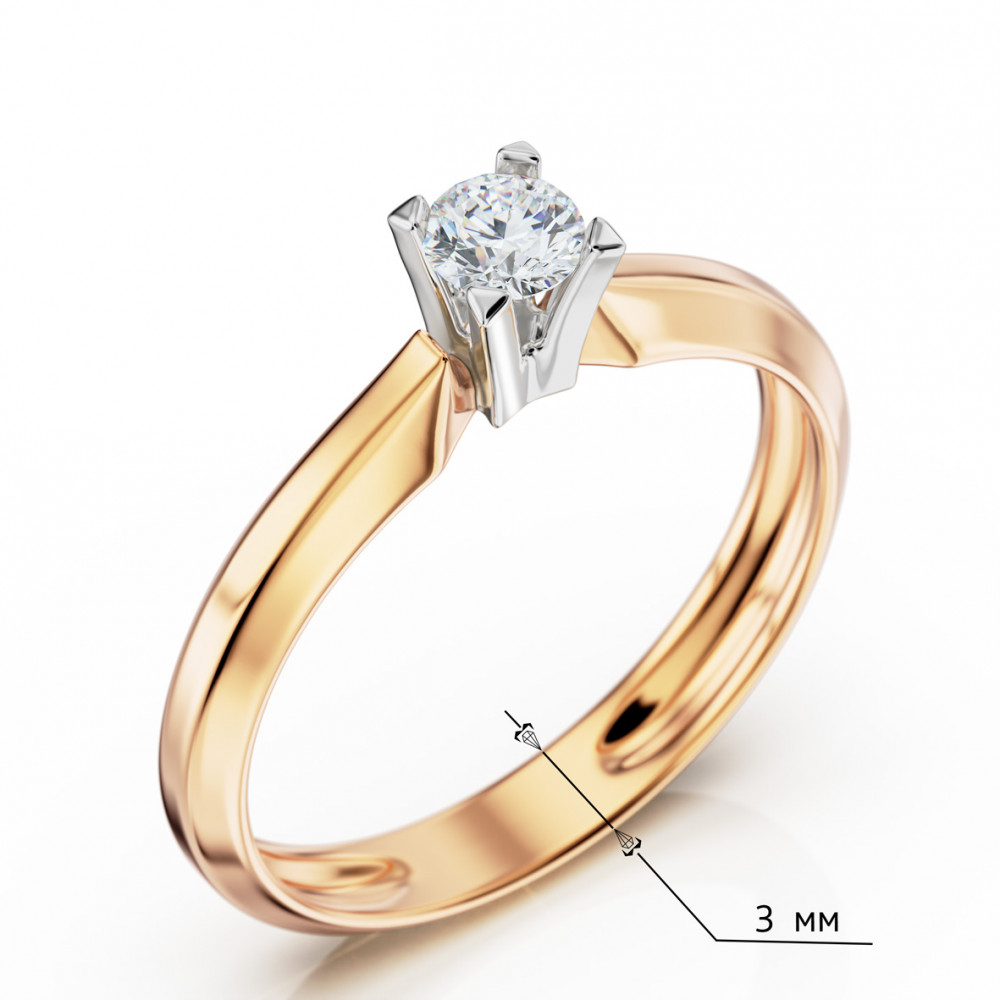 Золотое кольцо с бриллиантом. Артикул 750634  размер 15.5 - Фото 2