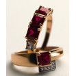 Золота каблучка з рубіном і діамантами. Артикул 754716  розмір 17 - Фото 4