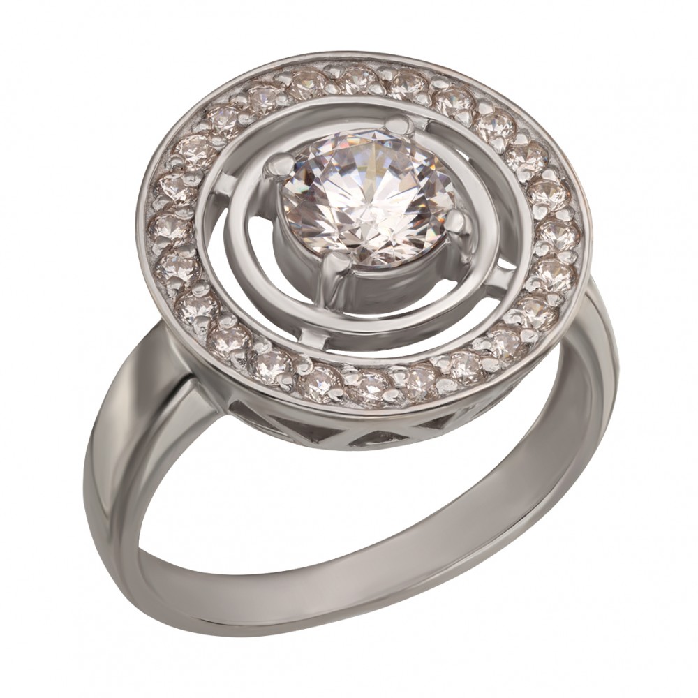 Серебряное кольцо с фианитами. Артикул 320903С  размер 20 - Фото 2